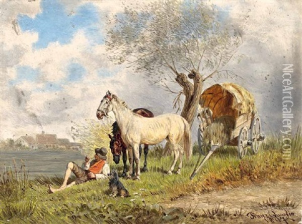 Hirte Mit Pferden Oil Painting - Franz Quaglio