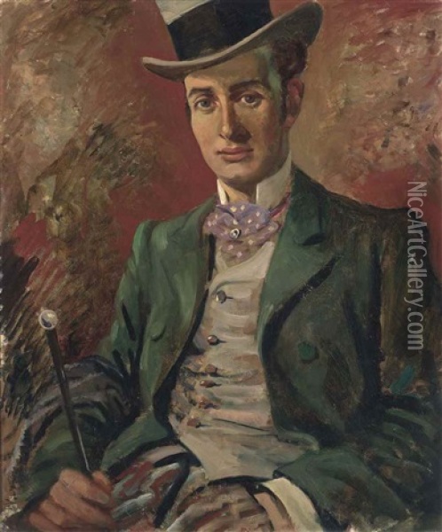 Portrait Of John Carrol Oil Painting - Edward Wilkins Waite