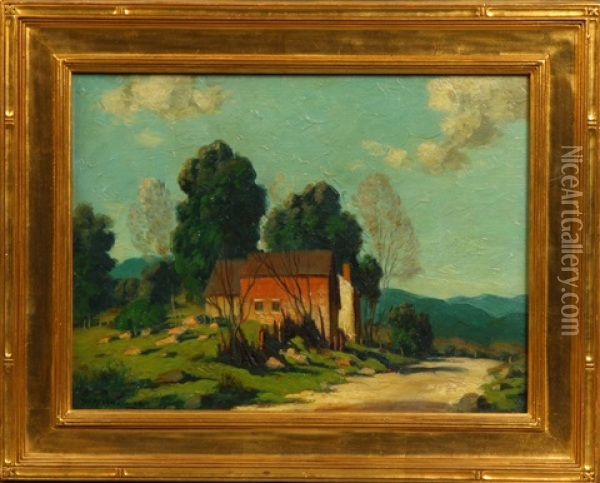 Landscape With Barn Oil Painting - George Matthew Bruestle