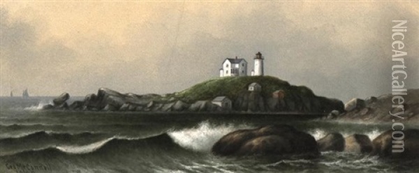 Nubble Lighthouse Oil Painting - George Mcconnell