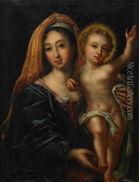 Jungfru Maria Och Jesusbarnet Oil Painting - Georg Engelhard Schroder