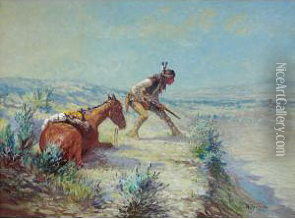 The Advance Scout Oil Painting - William Meuttman