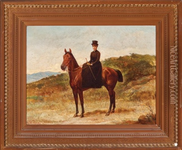 Female Equestrian Oil Painting - George W. Pettit