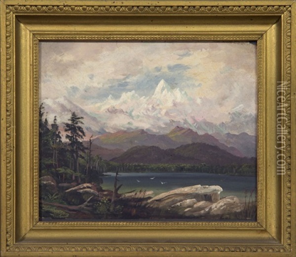 Lake And Mountain Landscape Oil Painting - Charles Blomfield
