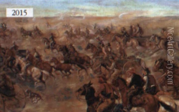 Oklahoma Land Rush: Race For The Homestead In The Cherokee Strip Oil Painting - Jerome Howard Smith