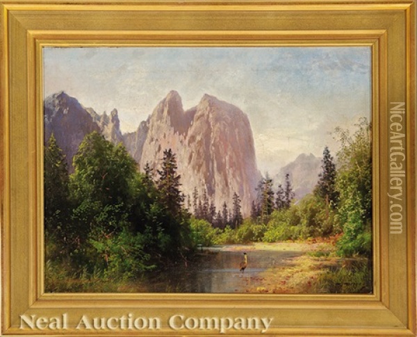 View Of Sentinel Rock In Yosemite Valley Oil Painting - Hermann Herzog