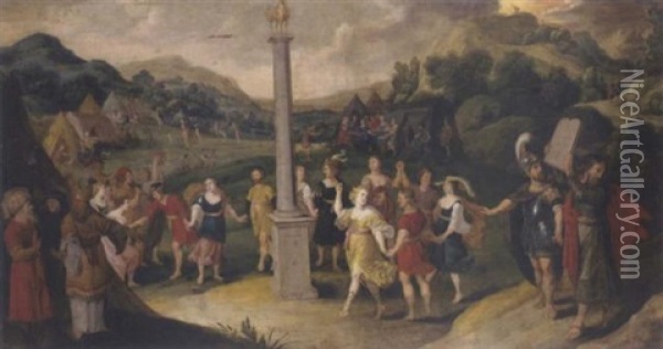 The Israelites Worshipping The Golden Calf Oil Painting - Hans Jordaens III