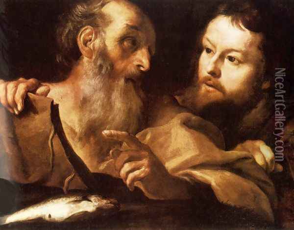 Saint Andrew and Saint Thomas c. 1627 Oil Painting - Gian Lorenzo Bernini
