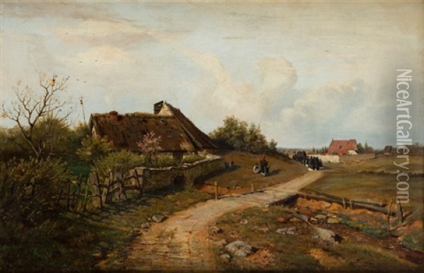 Landscape With Procession Oil Painting - Wladislaw Malecki