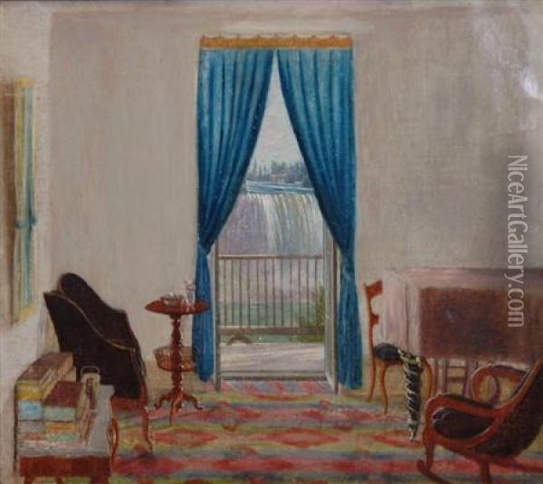 Jenny Lind's Parlor, Clifton House, Niagara Falls Oil Painting - Godfrey N. Frankestein
