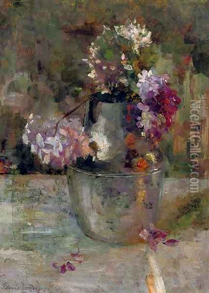 Purple Hortensia in a vase Oil Painting - Floris Verster