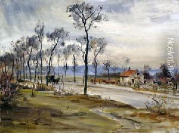 La Route Oil Painting - Pierre Desire Eugene Franc Lamy