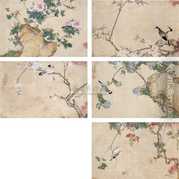 Flowers And Birds (+ 4 Others; 5 Works) Oil Painting -  Ju Lian