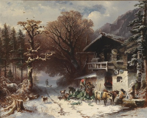 After A Successful Hunt Oil Painting - Karl Schweninger the Elder