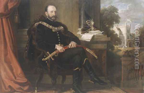 Portrait of Baron Ede Mikos 1869 Oil Painting - Mor Than