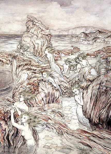 Daughter of the Sea, illustration from The Three Golden Apples, by Nathaniel Hawthorne Oil Painting - Arthur Rackham