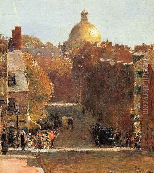 Mount Vernon Street, Boston Oil Painting - Childe Hassam