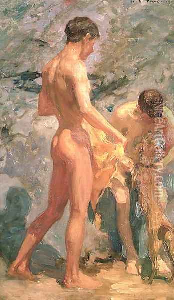Boys Bathing, 1912 Oil Painting - Henry Scott Tuke