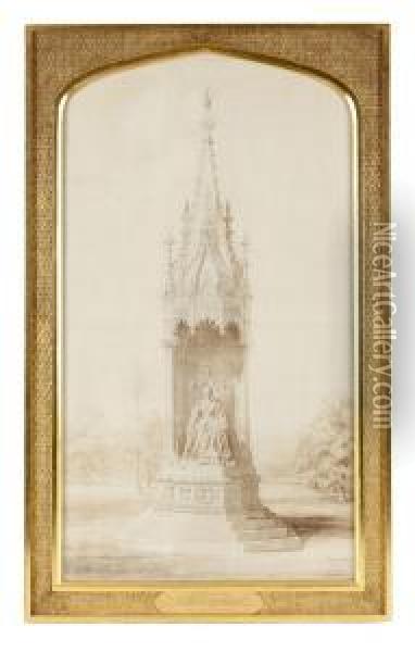 Design For Matthew Noble's Monument To Queen Victoria, Bombay Oil Painting - John Charles Robinson