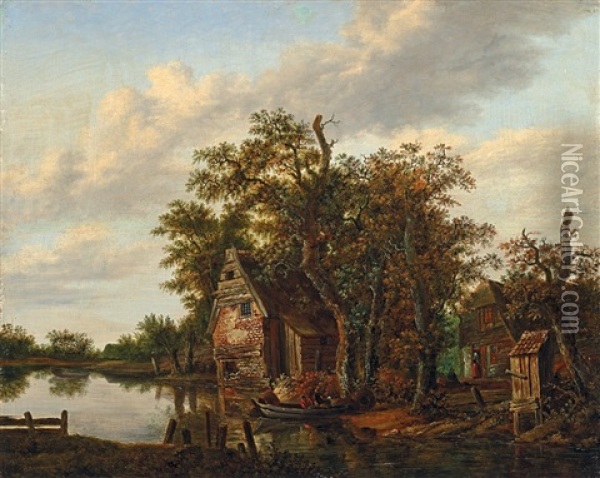 Bauernhaus Am Wasser Oil Painting - Cornelis Gerritsz Decker