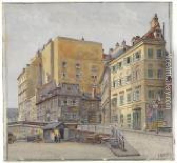 A View Of The Dreimaderlhaus In Vienna Oil Painting - Ernst Graner