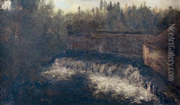 Le Deversoir Du Moulin De Batignies, Foret De Compiegne Oil Painting - Theodore Rousseau