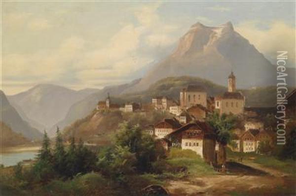 View Of The Pilatus With Tomlishorn Anddonkey Oil Painting - J. Wilhelm Jankowsky
