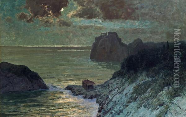 Mondnacht Bei Boccadasse (bei Genua) Oil Painting - Alfred Zoff