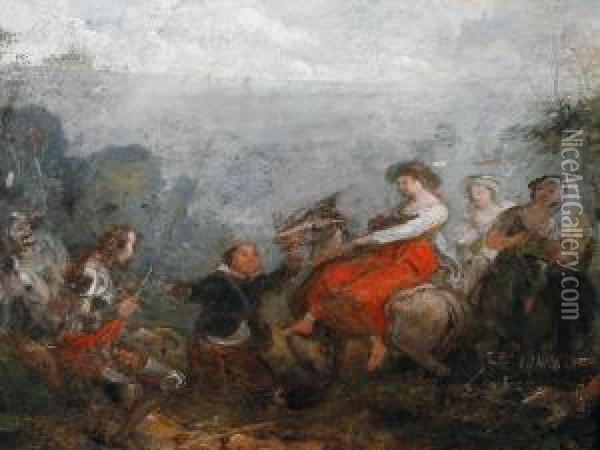 A Scene From Don Quixote Oil Painting - John Vanderbank