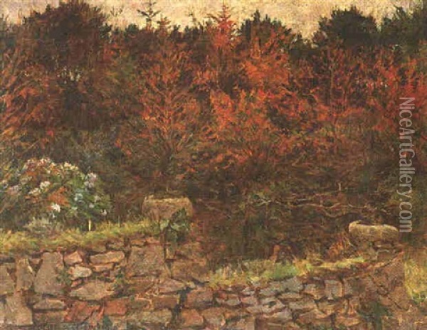 Wood In Autumn Oil Painting - Stanhope Forbes