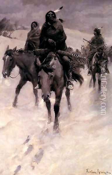 On the Trail Oil Painting - Frederic Remington