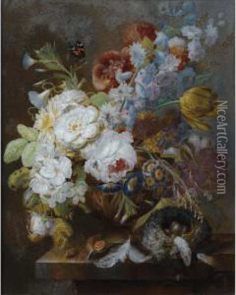 Nature Morte Au Vase De Fleurs Oil Painting - Georg Frederik Ziesel