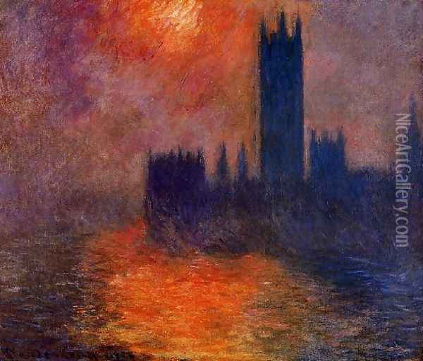 Houses Of Parliament Sunset Oil Painting - Claude Oscar Monet