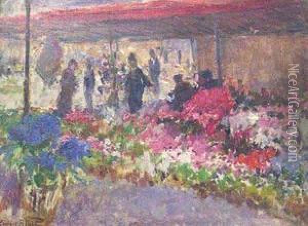 Flower Market Oil Painting - Georges Binet