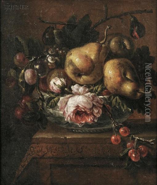 Still Life With Fruit And Flowers Oil Painting - Jakob Bogdani Eperjes C
