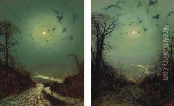 Moonlight, Wharfedale Oil Painting - John Atkinson Grimshaw