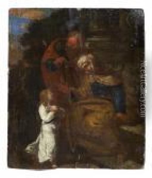 La Sainte Famille Oil Painting - Nicolas Poussin