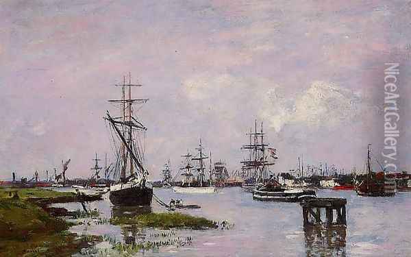 Anvers, The Port Oil Painting - Eugene Boudin
