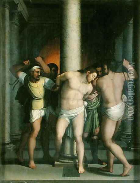 Scourging of Christ at the Pillar Oil Painting - Sebastiano Del Piombo