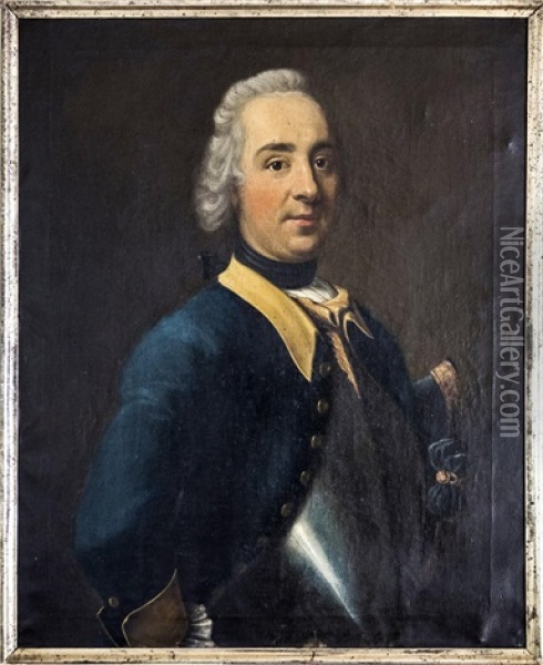 Portratt Av Baron Carl August Bennet Oil Painting - Johann Henrik Scheffel