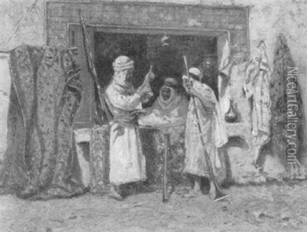 Arab Rug And Gun Merchant Oil Painting - Addison Thomas Millar