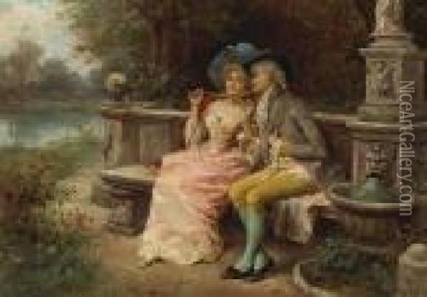 The Flirting Couple Oil Painting - Antonio Lonza