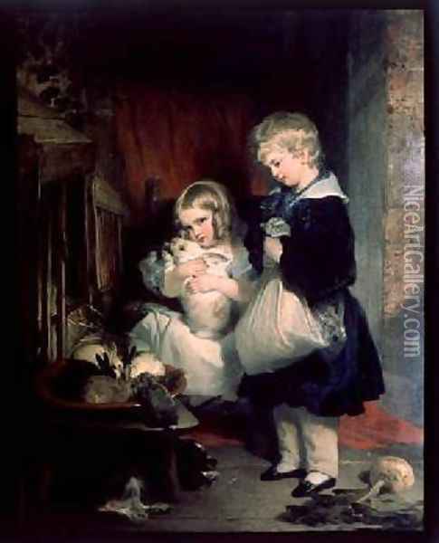 The Children of the Hon Col Seymour Bathurst Oil Painting - Sir Edwin Henry Landseer
