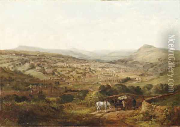 A View of Halifax, Yorkshire Oil Painting - Arthur Fitzwilliam Tait