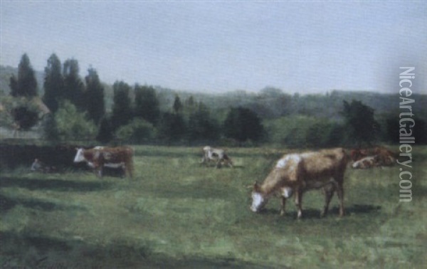 Vaches Au Paturage Oil Painting - Eugene Antoine Samuel Lavieille