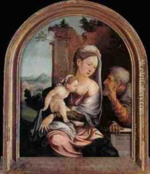 The Holy Family In A Landscape Oil Painting - Jan Van Scorel