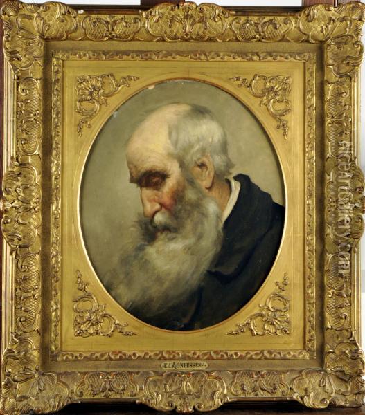 Portrait De Vieillard Oil Painting - Edouard Agneessens