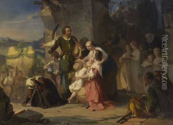 Die Erste Ernte Nach Dem Dreissigjahrigen Kriege Oil Painting - August Von Kreling