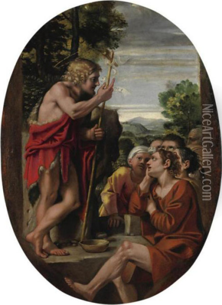 La Predica Del Battista Oil Painting - Annibale Carracci