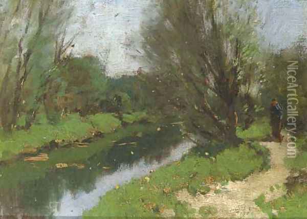 Walking along a stream Oil Painting - Cornelis Kuypers